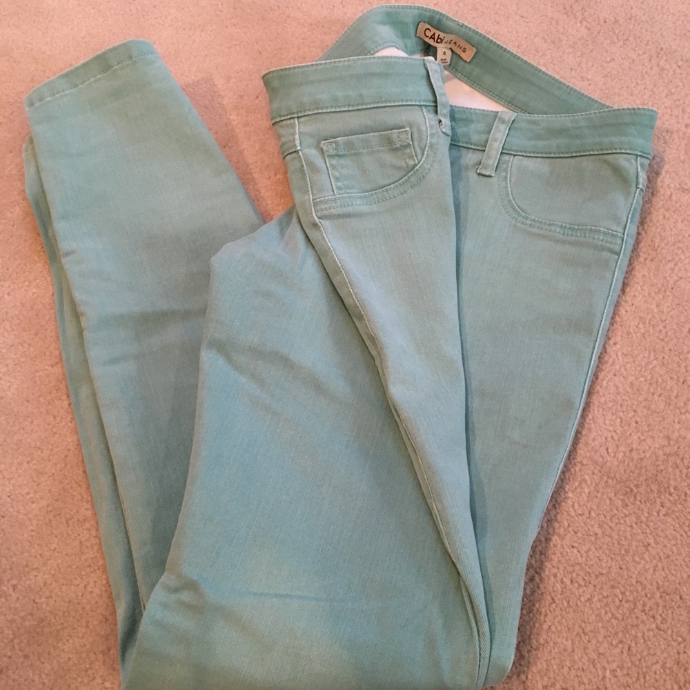 CAbi size 4 seafoam green jeans
